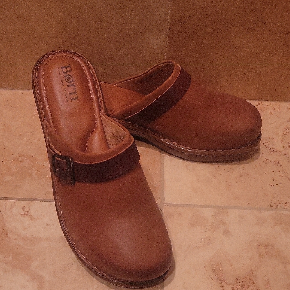Born Brown Leather Mules